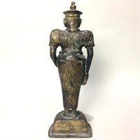 Asian Bronze Clad Warrior Statue 13"