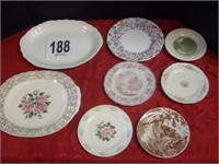 8 Piece Assortment of Old Plates, Platters &
