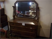 Antique Tiger Oak Dresser with Mirror with