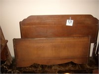 Vintage Headboard, Footboard with 2 Wood Rails