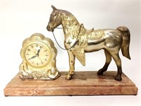 Vintage Horse Mantle Clock, Bakelite Base