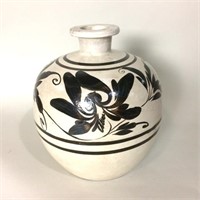 Brown Decorated Stoneware Vase