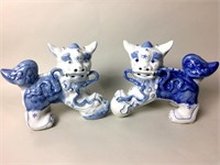 Modern Blue & White Chinese Decorative Foo Dogs