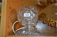 Vintage cut crystal boudoir lamp, square form,