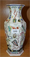 Chinese polychrome hexagonal glazed vase with