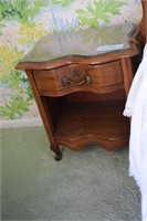 Pecan Night Stand w/glass cover