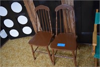 2-Antique Wooden Painted Chairs