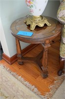 Pecan Side Table w/glass cover
