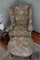 Upholstered High Back Chair w/Ottoman