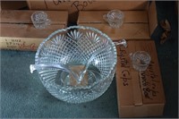 Smith Glass Lg.Punch Bowl w/60 Cups/2 Glass Ladles