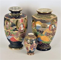 Three Moriage Style Satsuma Vases
