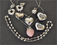 Group Of Sterling Silver Heart Jewelry