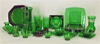 Collection Of Green Depression Glass