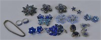 Collection Of Blue Rhinestone Jewelry