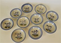 Collection Of M A Hadley House Painted Berry Bowls