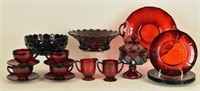 Collection Of Ruby Red Fostoria Glass