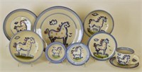Collection Of M A Hadley Horse Painted Pottery