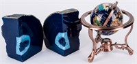 Blue Agate Geode Bookends &