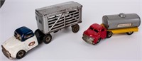 2 1950s Toy Tin Truck Line Mar Advertising
