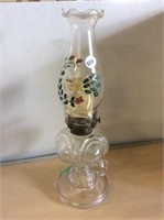 Glass Oil Lamp With Hand Painted Chimney