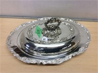 Silver Plated Covered Buffet Dish W/glass Insert