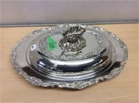 Silver Plated Covered Buffet Dish W/glass Insert