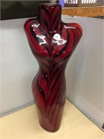 Glass Red And Black Dress Vase