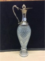 Glass With Metal Top Handled Decanter