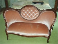 Antique Mauve Victorian sofa with tufted mirror bk