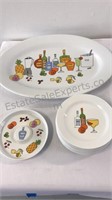 Porcelain party set including platter seven snack