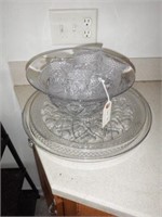 Lot #90 Cap Cod pattern glass punch bowl with