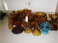 Lot #99 Lg amber glass lot to include; button