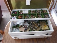 Lot #75 Jewelry box and contents to include;