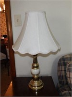 Lot #18 Pr of white and brass font table lamps
