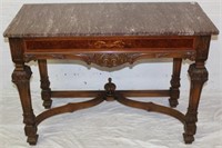 Carved & Inlayed Antique Oak and Mahg. MT Server