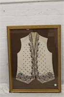 Antique Hand stitched Vest in shadow box frame