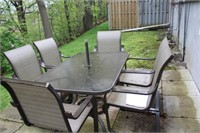 Patio Table 60 x 34 x 27H & 6 Chairs