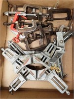 Lot of (13) C Clamps & Stanley Frame Clamps