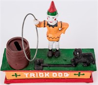 Cast Iron Reproduction Mechanical Bank Trick Dog