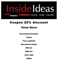 25% DISCOUNT ON HOME DECOR FROM INSIDE IDEAS