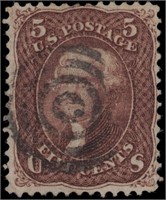 US stamp #95 var Used F/VF on thin paper CV $950