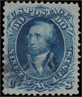 US stamp #72 Used VF/XF light black cancel CV $600