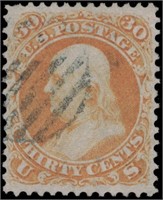 US stamp #71 Used VF/XF light black cancel CV $200