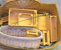 Large Box Wood And Cane Baskets