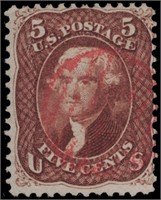 US stamp #75 Used Fine with red cancel CV $485