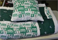 Michigan State Twin Size Quilt, Pillow and Case