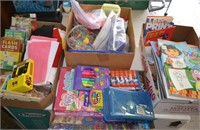 4 Boxes Kids Books, Art Supplies, Flash Cards More