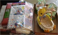 Lot Disposable Table Cloths & Easter Decorations