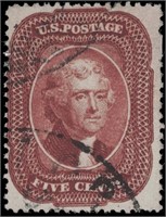US stamp #28 Used F/VF sound Weiss cert CV $1100