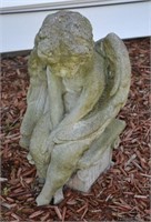 26" Tall Solid Cement Sitting Cherub Statue